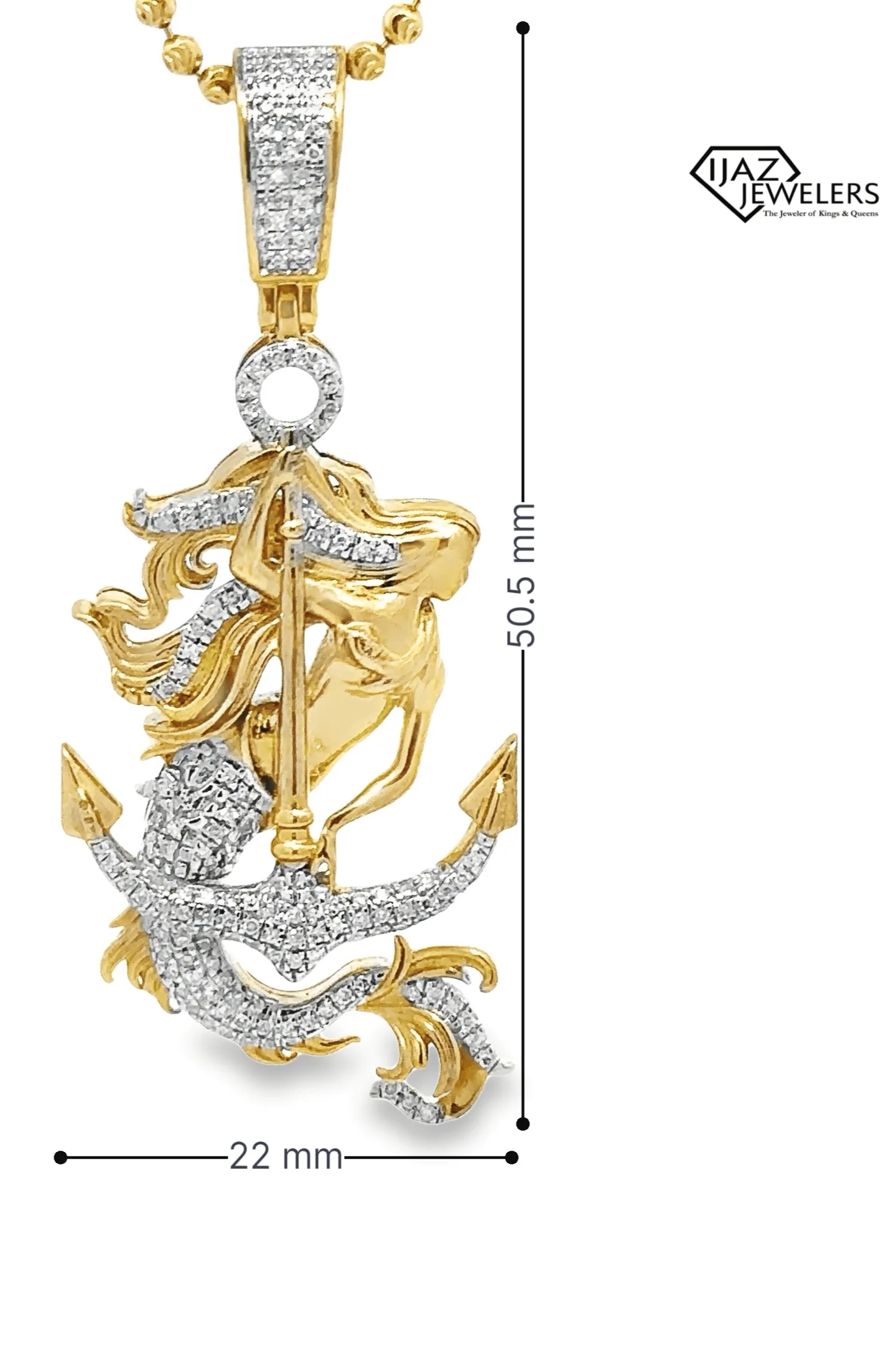 10K Gold 0.32 CTW Diamond Mermaid Anchor Charm