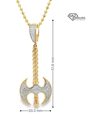 10K Gold 1.75 CTW Diamond Axe Charm