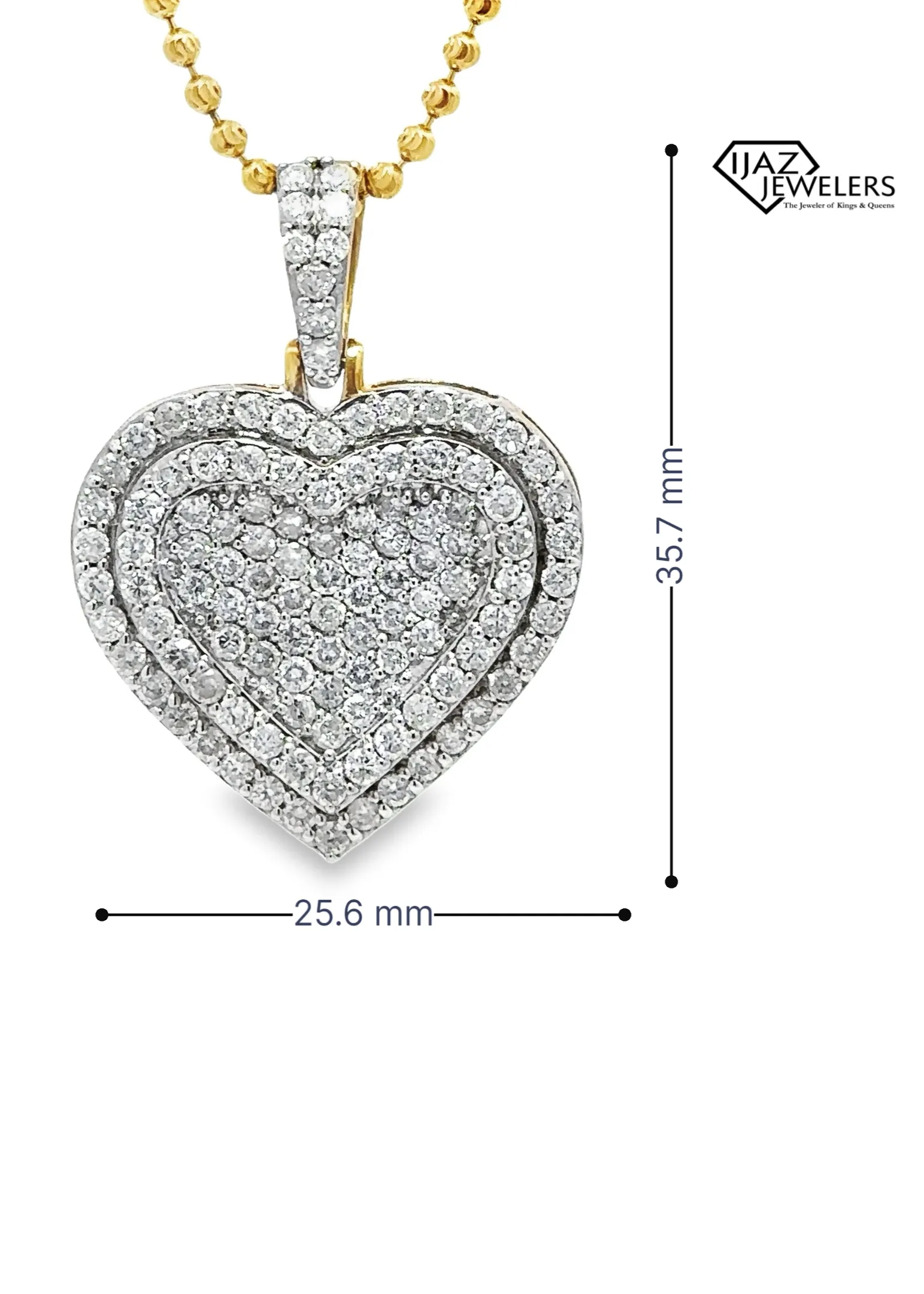 10K Gold 2.85 CTW Diamond Heart Charm