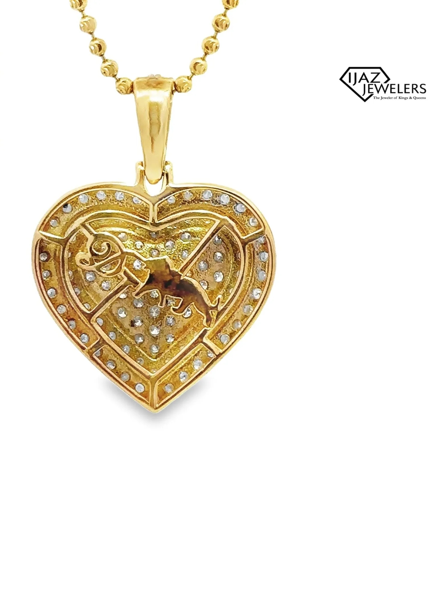 10K Gold 2.85 CTW Diamond Heart Charm