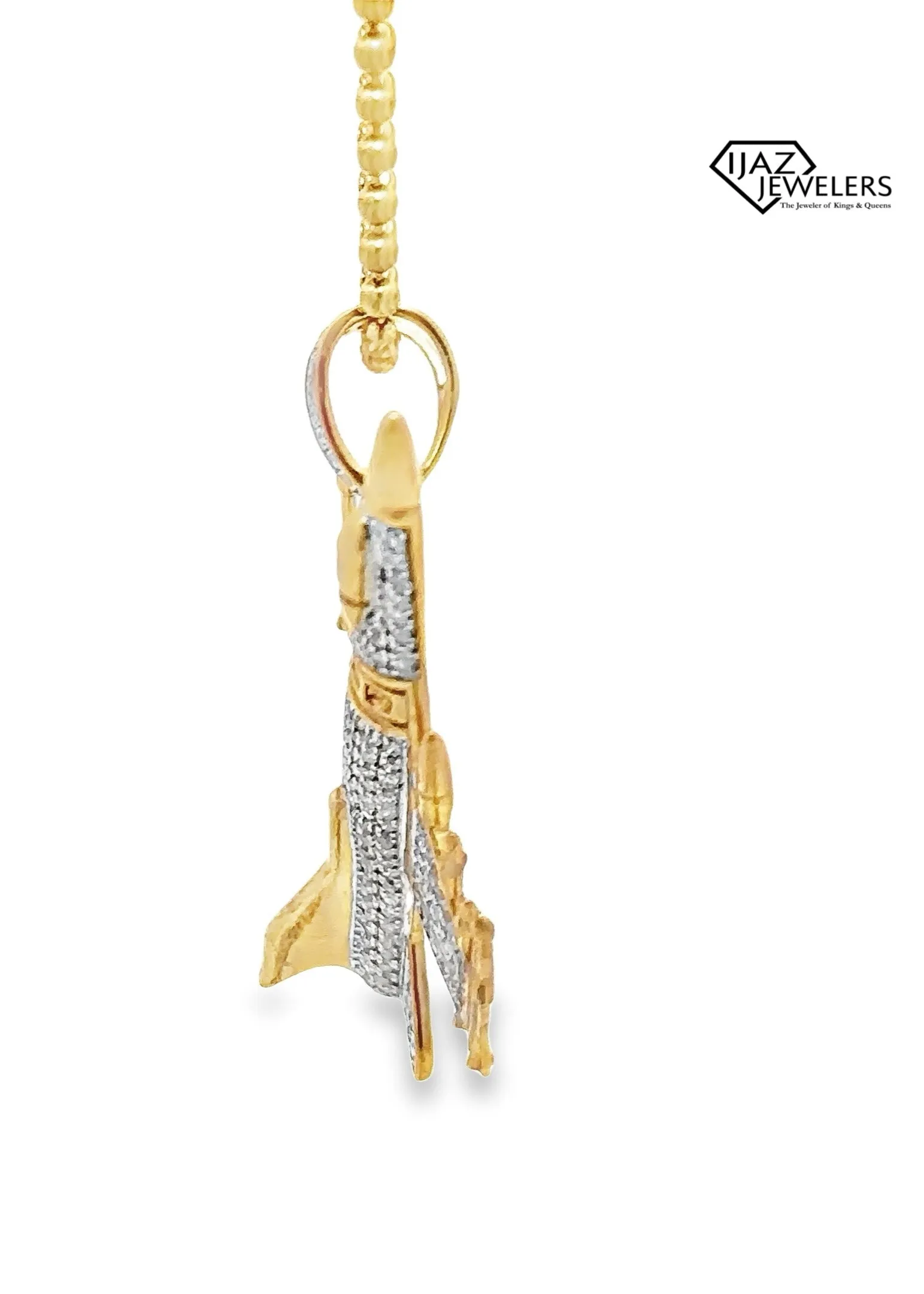 10K Gold 7/8 CTW Diamond Fighter Jet Charm