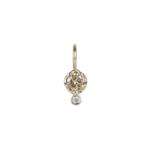 10K Gold Cognac Diamond Birthstone Charm with Diamond Drop