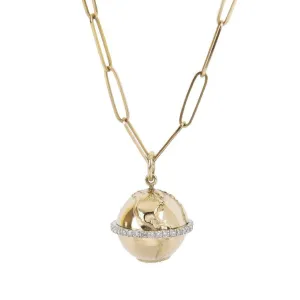 10K Gold Medium Atlas Pendant with Pave Diamond Equator