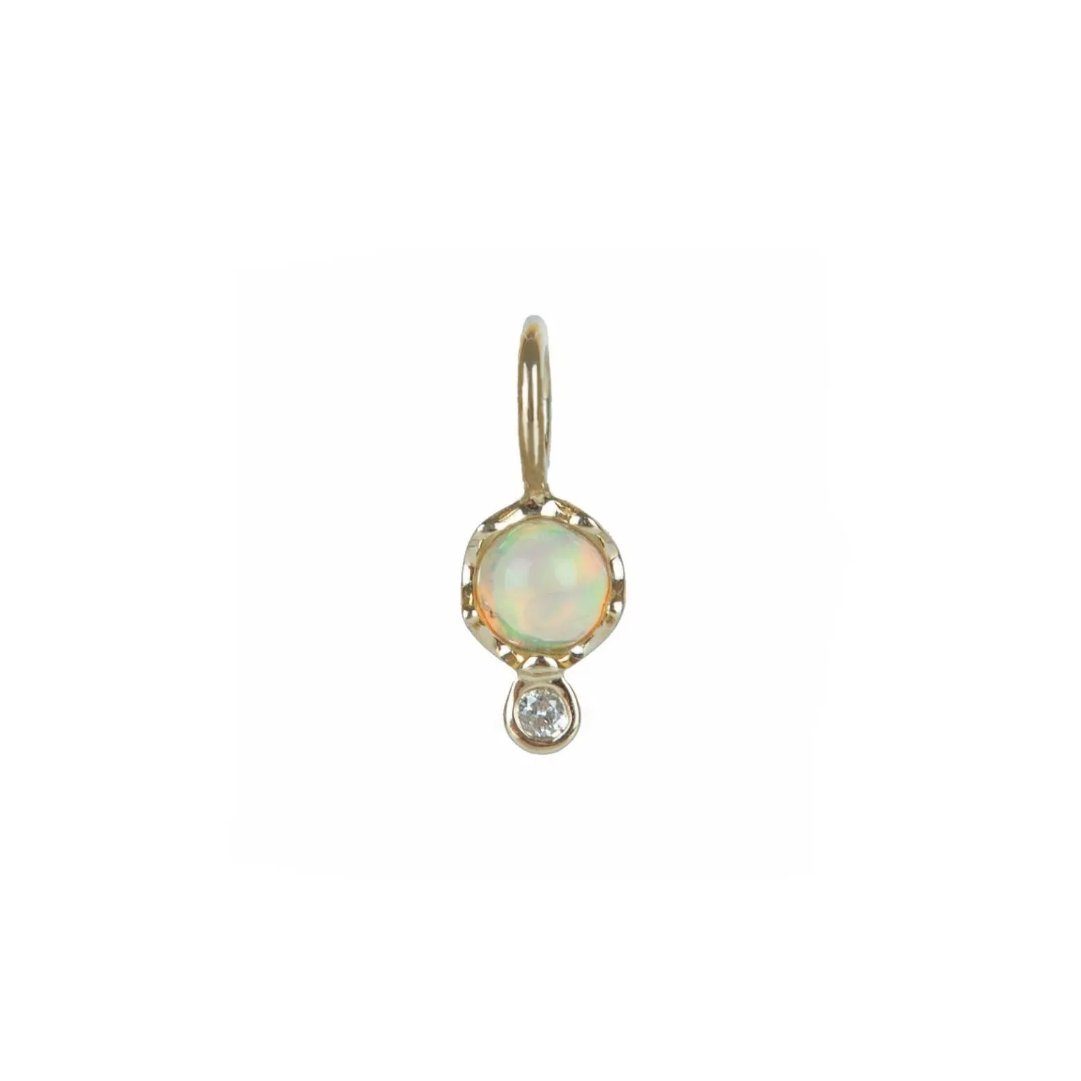 10K Gold Opal Birthstone Charm with Diamond Drop