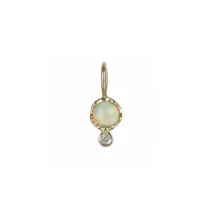 10K Gold Opal Birthstone Charm with Diamond Drop