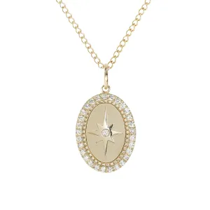 10K Gold Small Pave Diamond Star Necklace