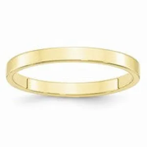 10k Yellow Gold 2.5mm Lightweight Flat Wedding Band Ring