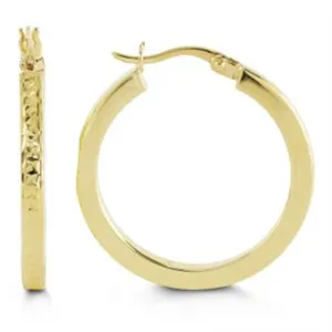 10K Yellow Gold Diamond Cut Thin Hoop Earrings