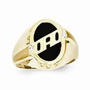 10k Yellow Gold Men's Diamond and Black Onyx DAD Ring