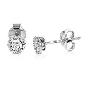 1/10 cttw Lab Grown Diamond Stud Earrings in Sterling Silver