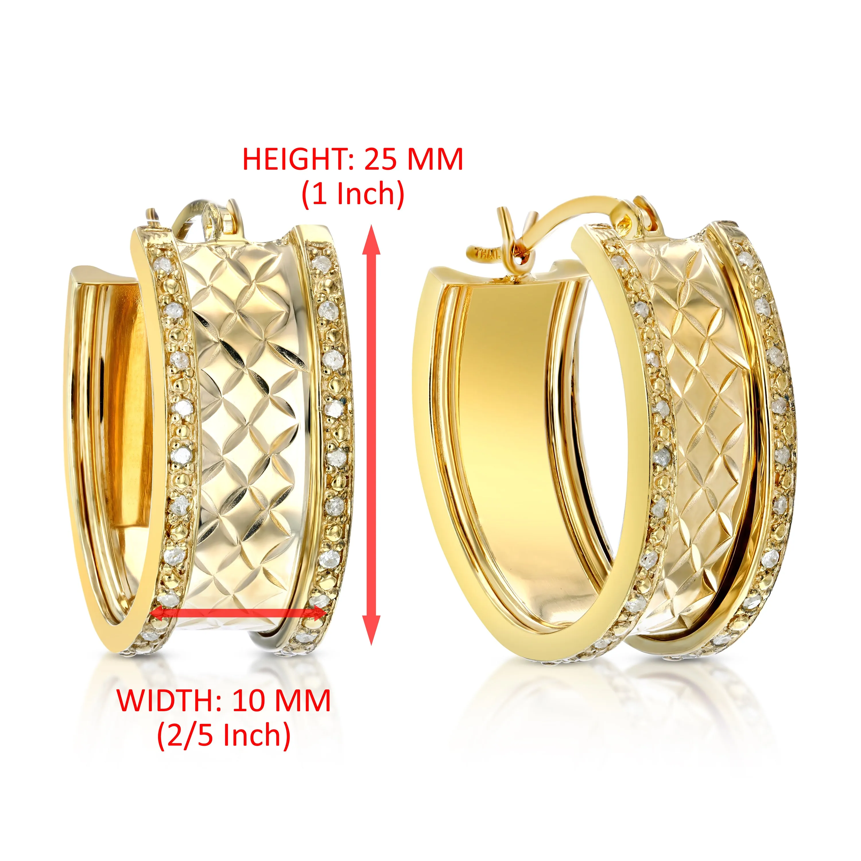 1/4 cttw Diamond Fashion Hoop Earrings in Yellow Gold plated Silver