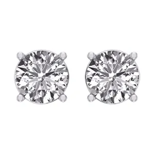 14 Karat White Gold 0.49 Carat Diamond Round Earrings