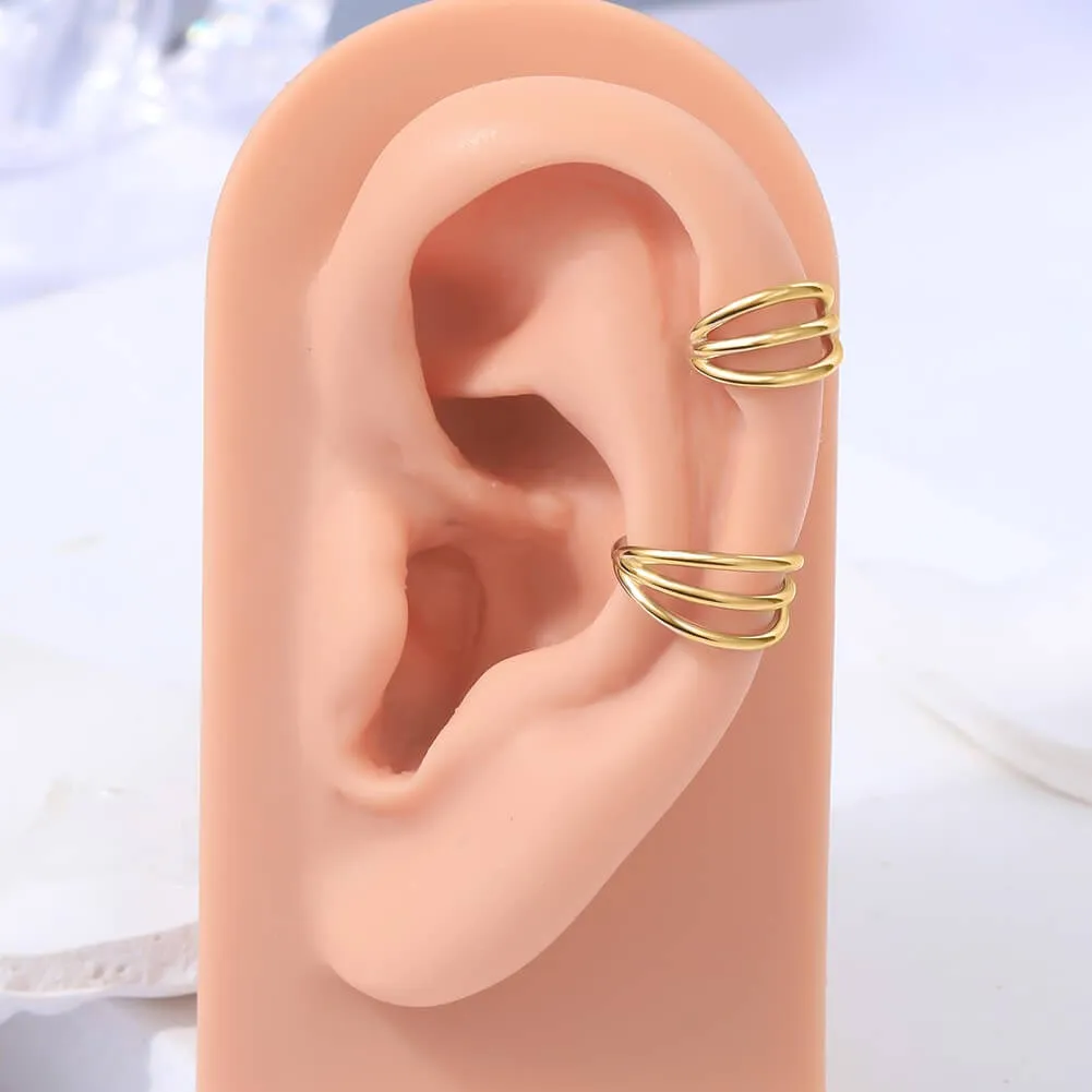 14K Gold Triple Layered Hinged Segment 16G Daith Helix Earring