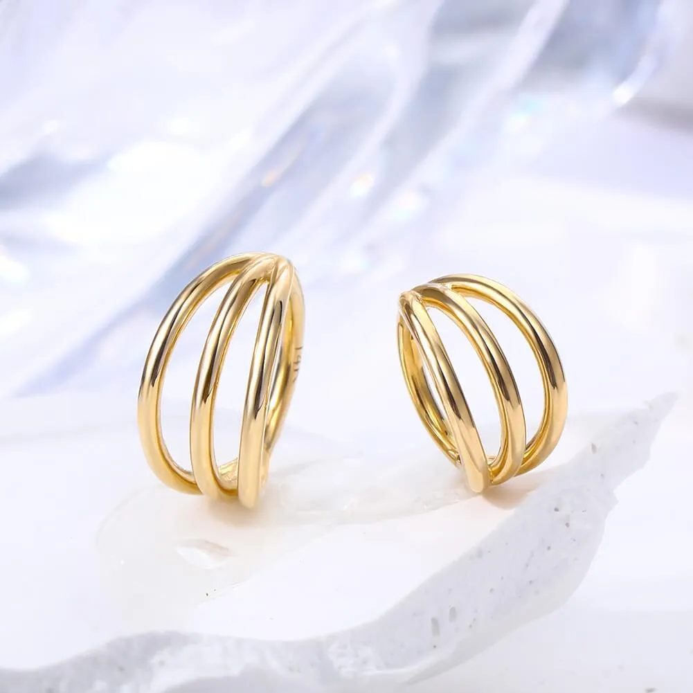 14K Gold Triple Layered Hinged Segment 16G Daith Helix Earring