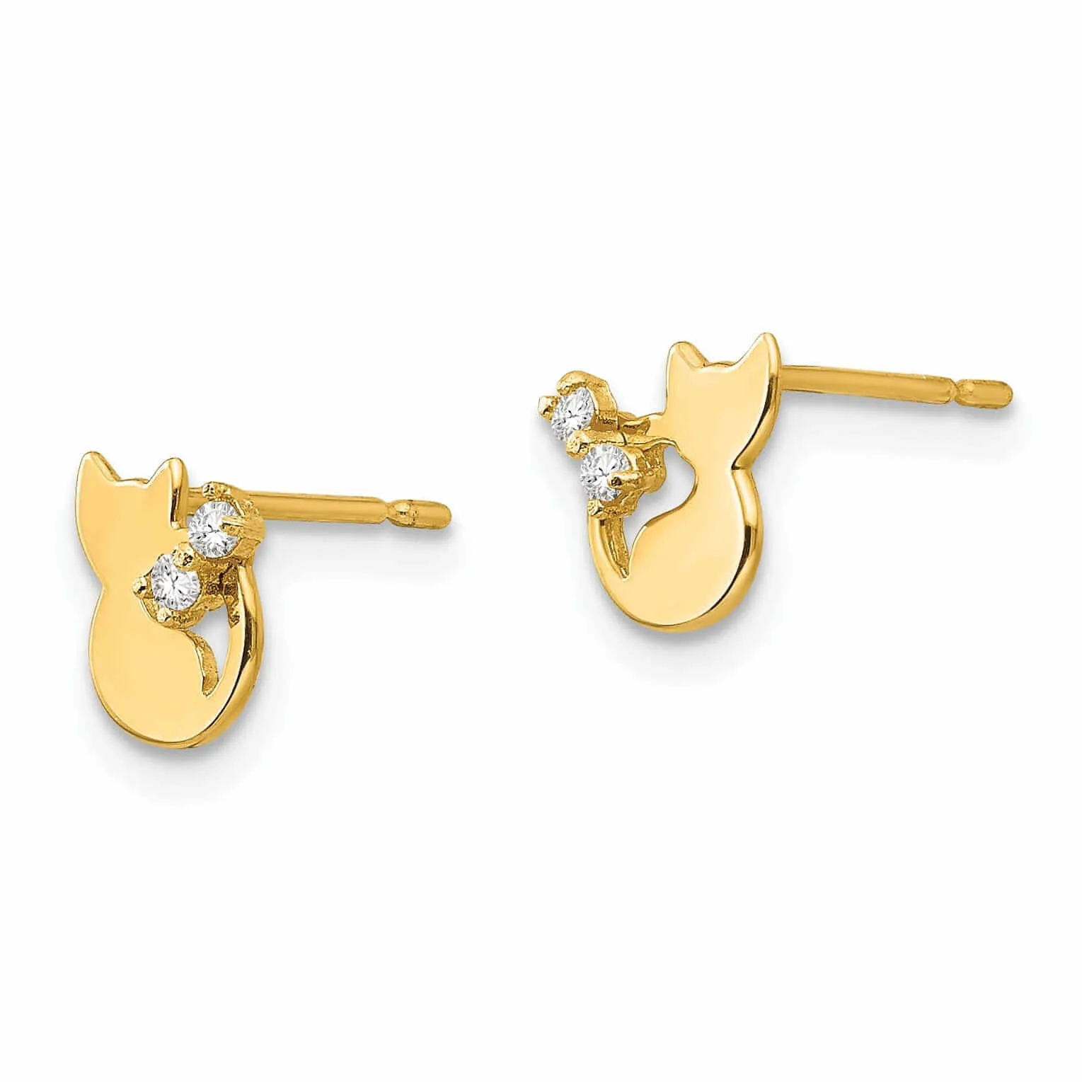 14k Madi K CZ Childrens Cat Post Earrings