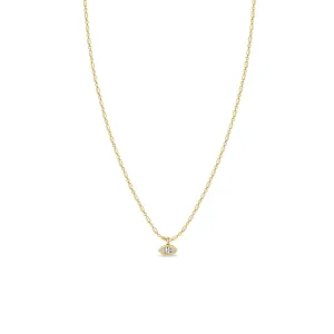 14k Marquise Diamond Tube Bar Chain Necklace