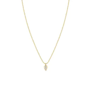 14k Pear Diamond Tube Bar Chain Necklace