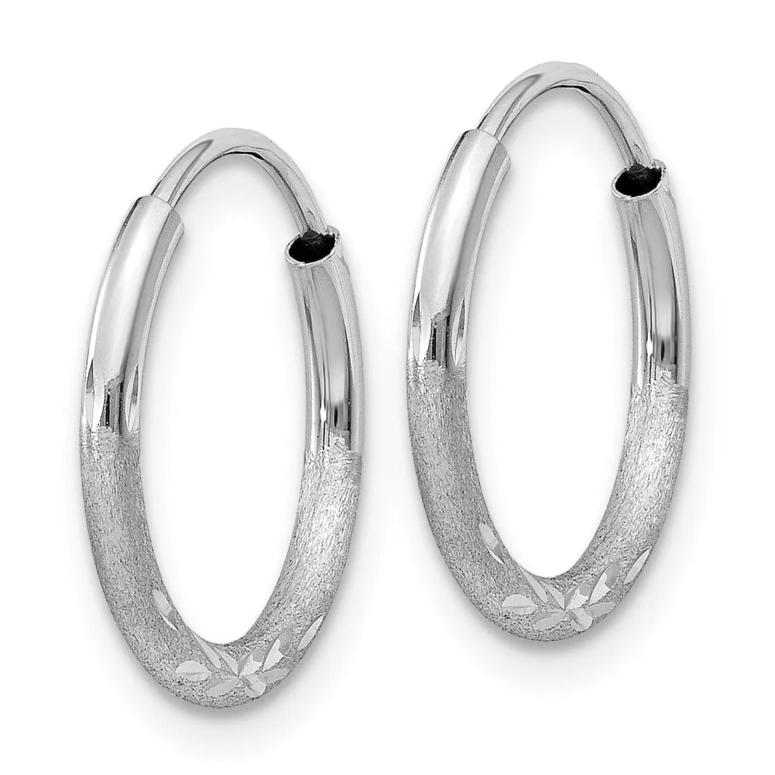 14k White Gold D.C Endless Hoop Earrings 1.5mm x 12mm