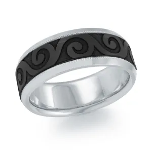 14K White Gold Ring from the Noir Collection by Malo - MRDA-138-8W