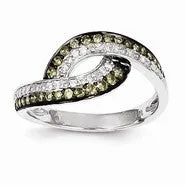 14k White Gold White Champagne Diamond Black Rhodium Ring