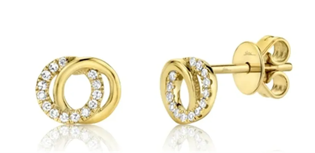 14K Yellow Gold 0.09ctw Diamond Love Knot Stud Earrings by Shy Creation