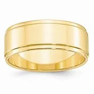 14k Yellow Gold 8mm Flat with Step Edge Wedding Band Ring