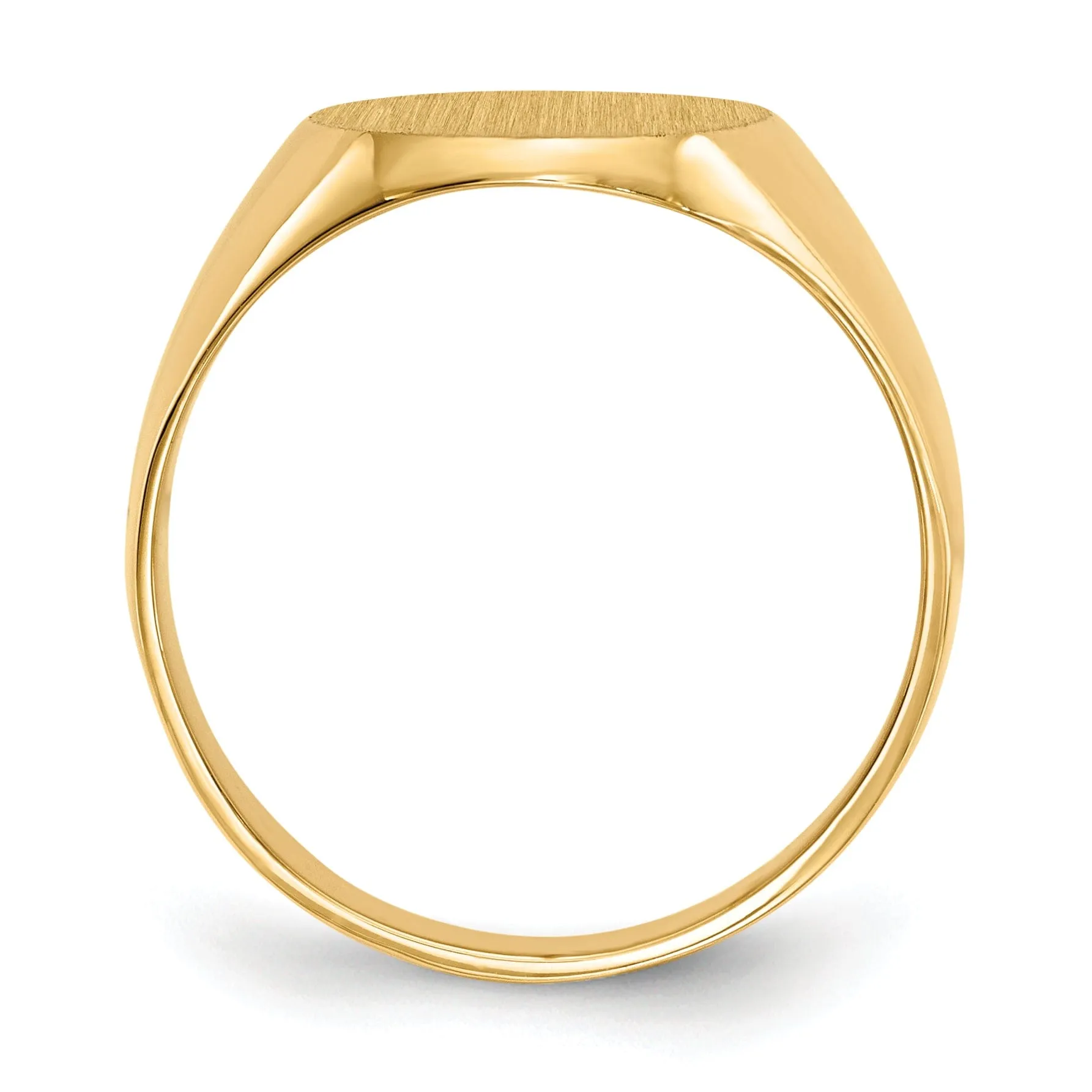 14k Yellow Gold Brushed Solid Polished Signet Ring