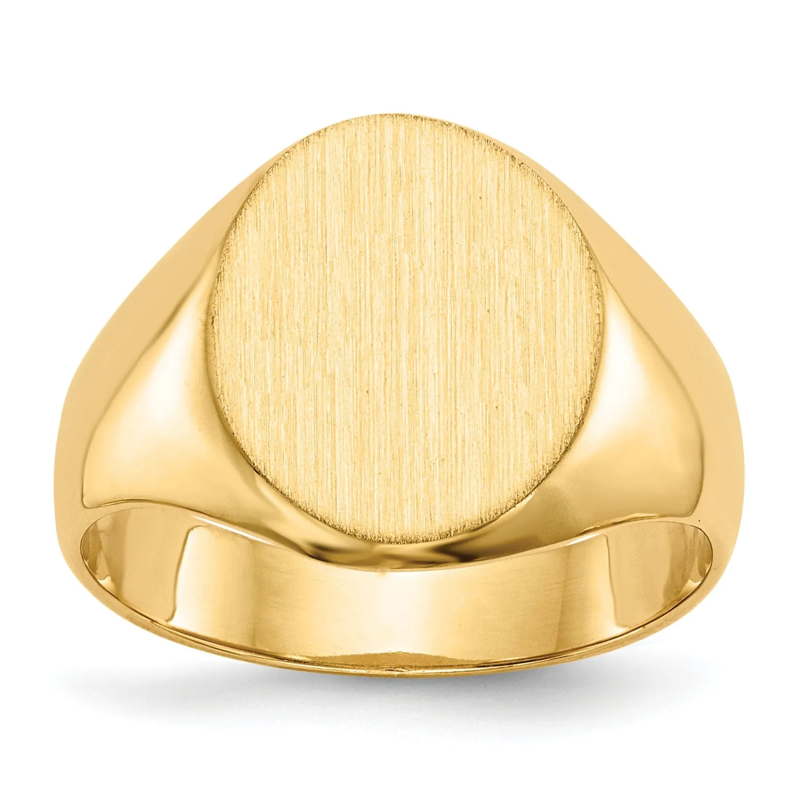 14k Yellow Gold Brushed Solid Polished Signet Ring