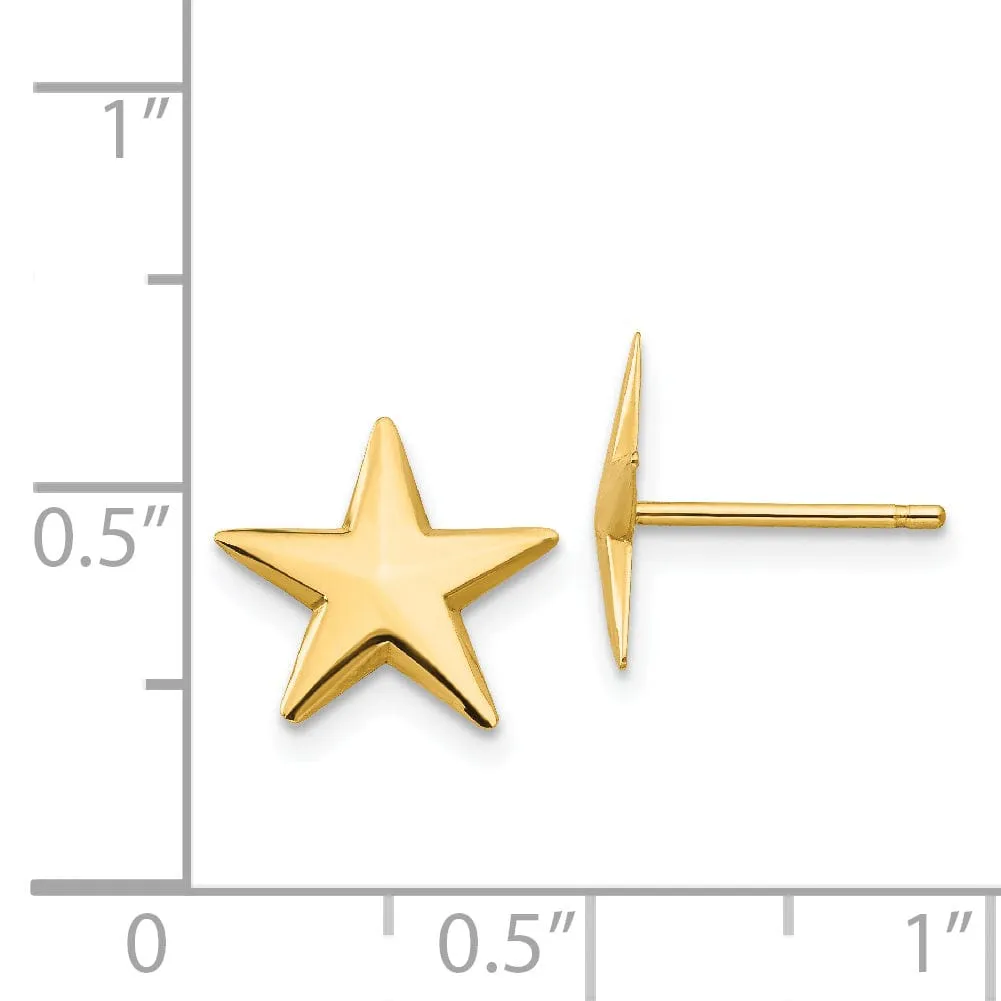 14k Yellow Gold Nautical Star Post Earrings