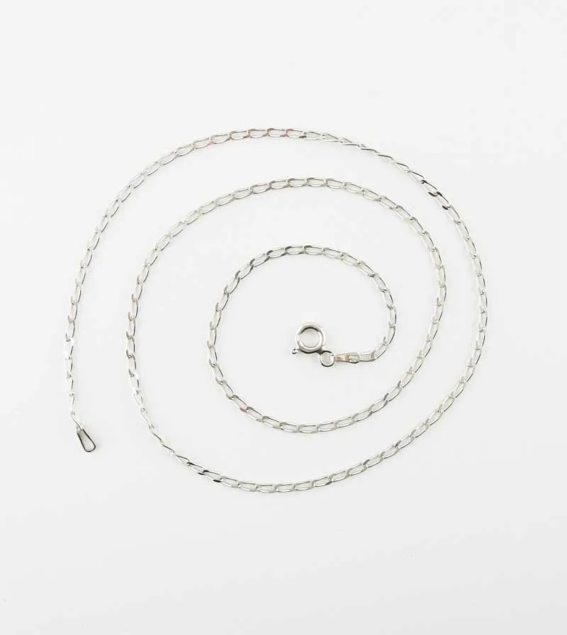 1.7 mm Long Curb Chain, Rhodium-Plated Sterling Silver