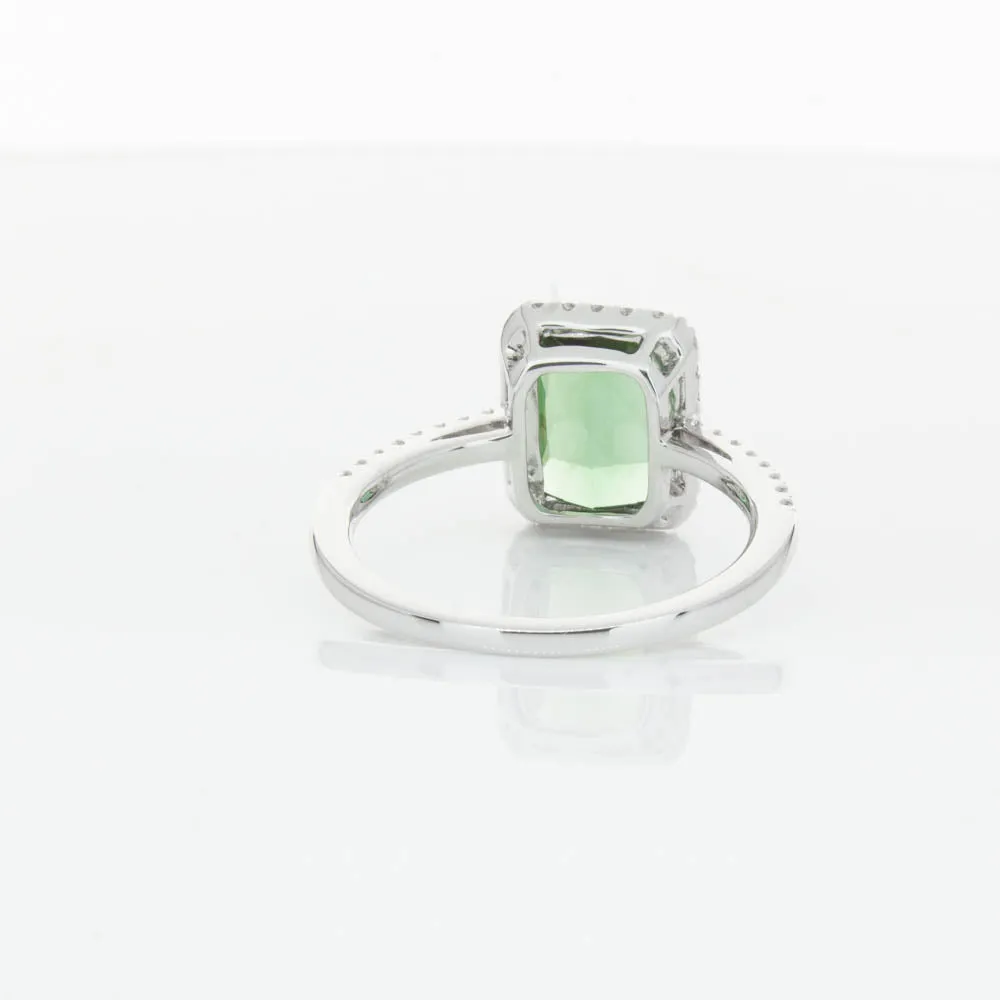 18ct White Gold Green Tourmaline & Diamond Ring