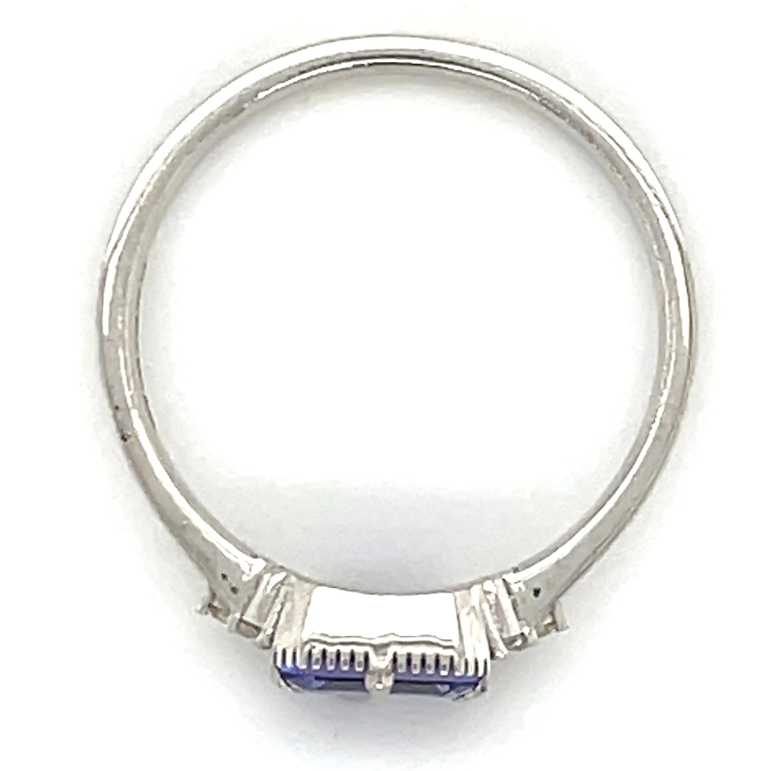 18ct White Gold Horizontal Set Earth Grown Tanzanite & Diamond Ring