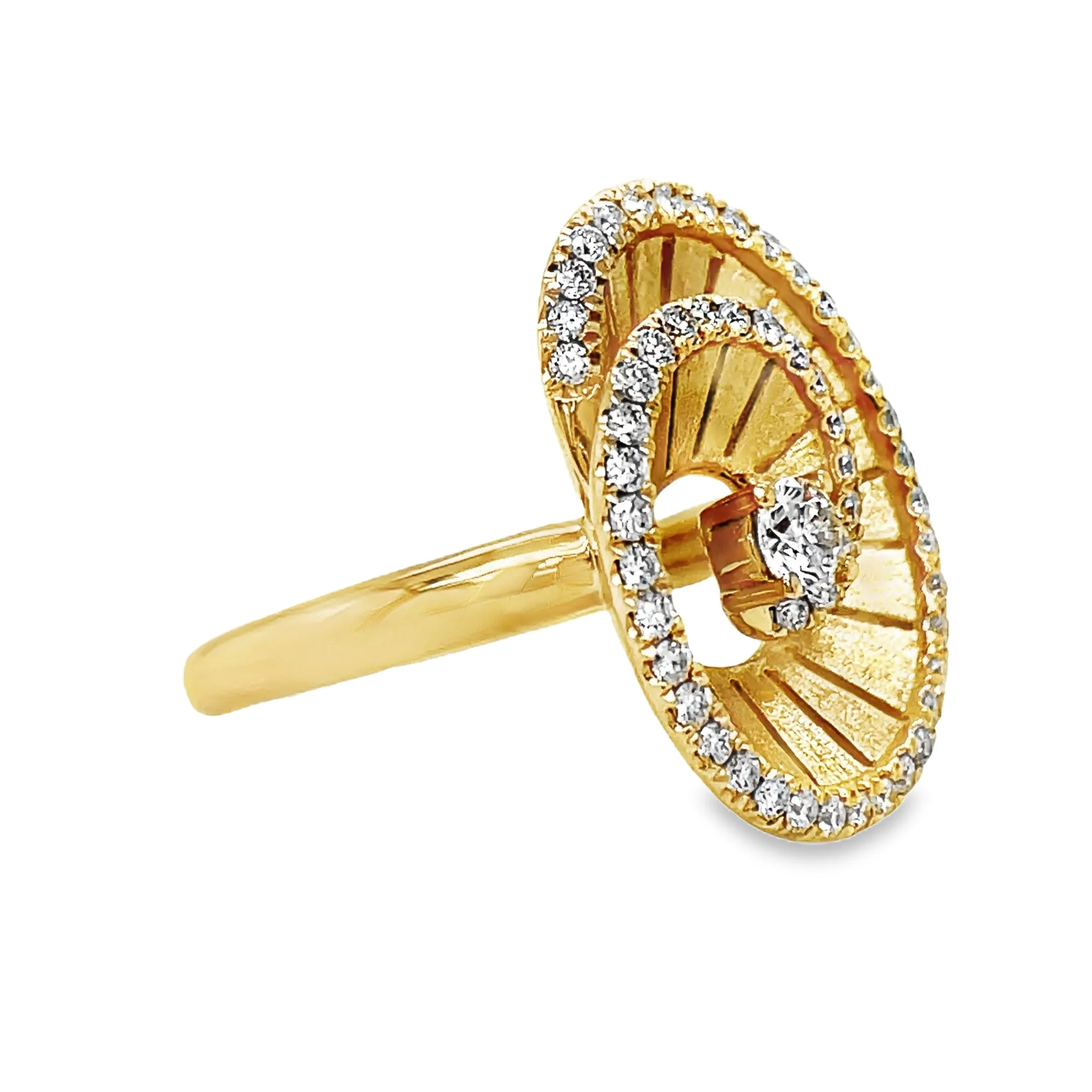 18k Spiral Diamond Yellow Gold Ring