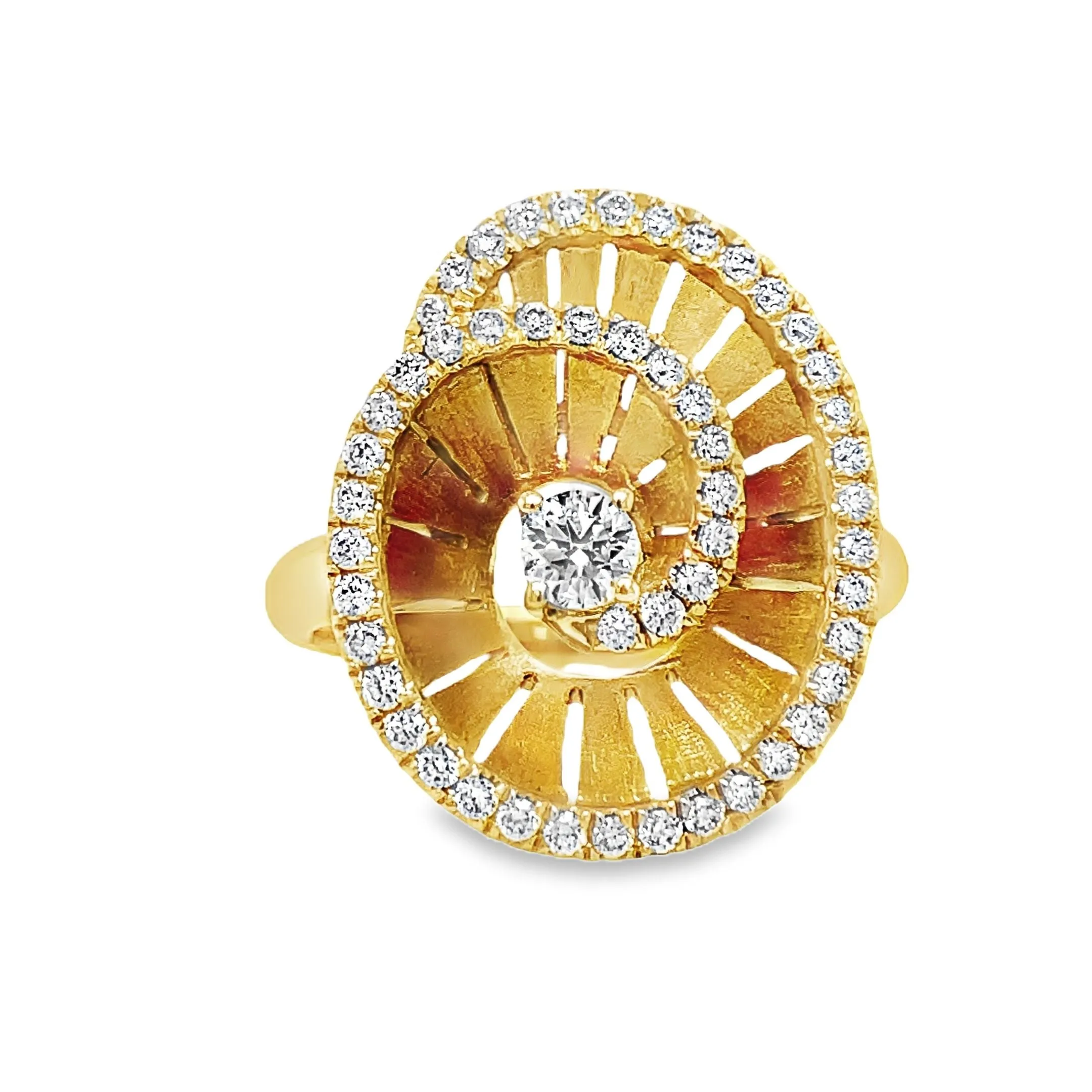 18k Spiral Diamond Yellow Gold Ring