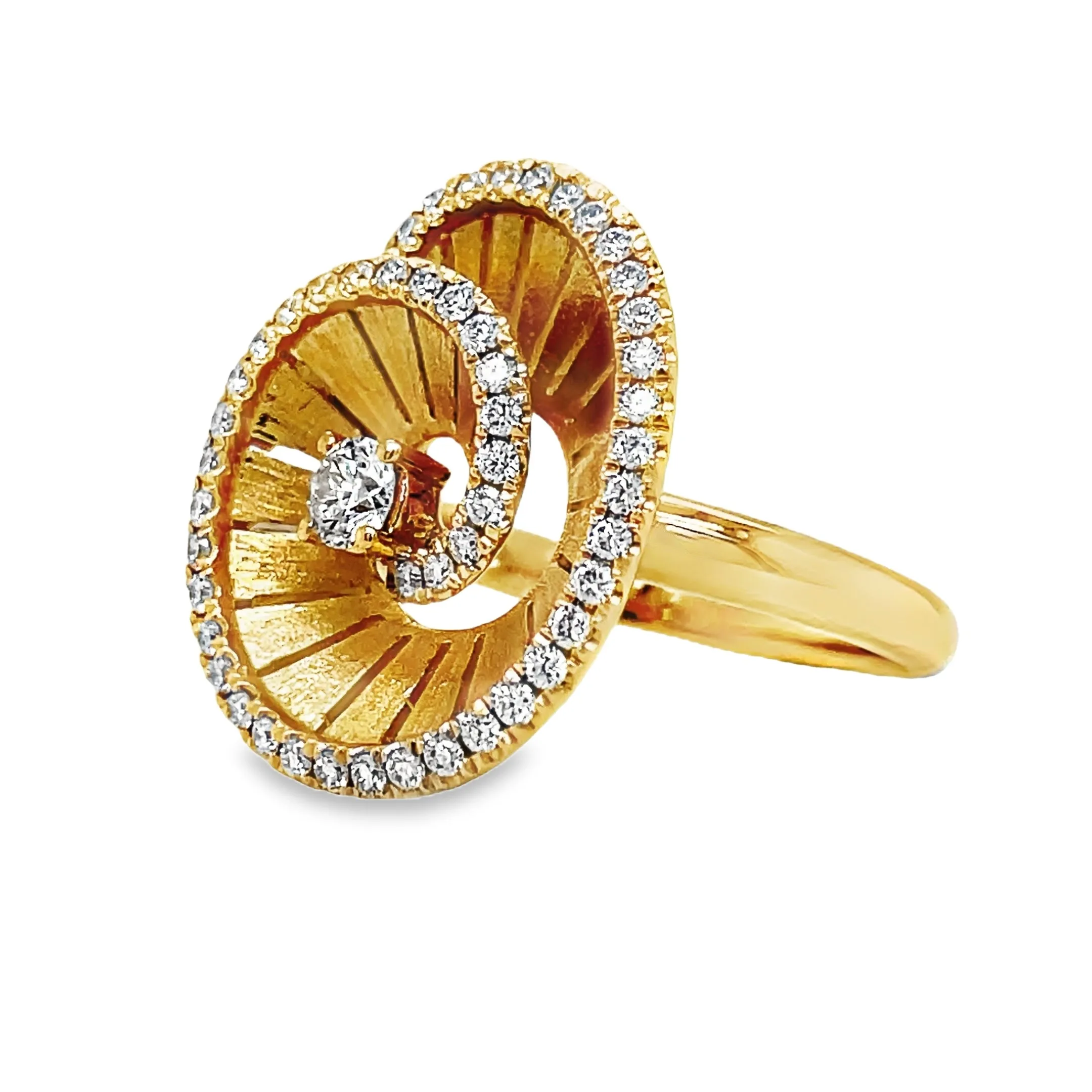 18k Spiral Diamond Yellow Gold Ring