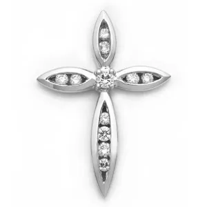 18k White Gold Diamond Cross Pendant