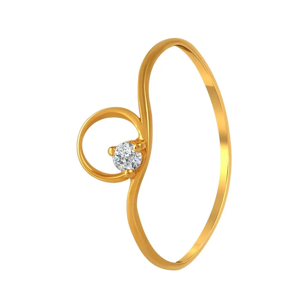 22k Gold Ring With A Stone-studded Circle On Top