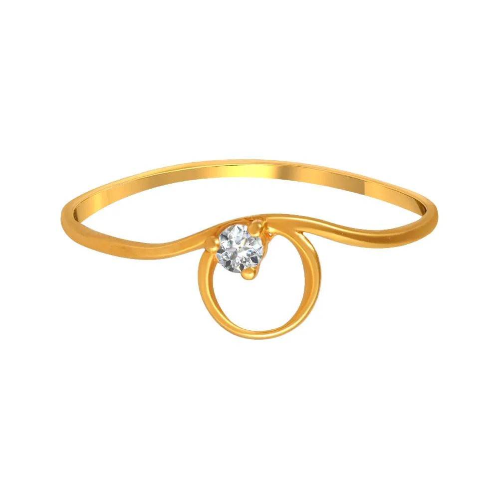 22k Gold Ring With A Stone-studded Circle On Top