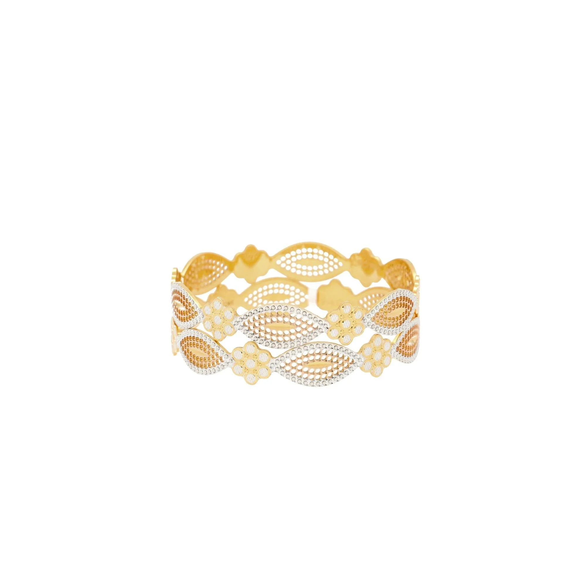 22K Yellow & White Gold Daisy Bangles