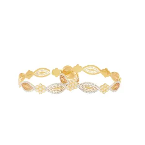 22K Yellow & White Gold Daisy Bangles