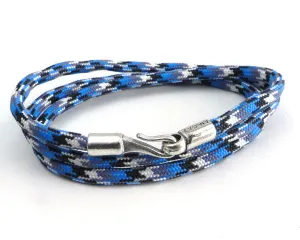 3 Wrap Blue Camo Para Cord Bracelet with AMiGAZ S-Hook