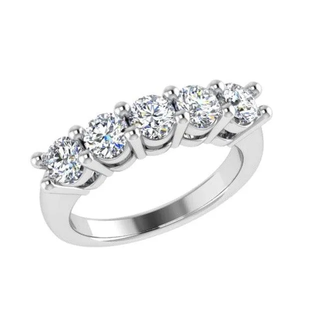 5 Diamond Semi Eternity Ring 18K Gold (1.25 ct.tw)