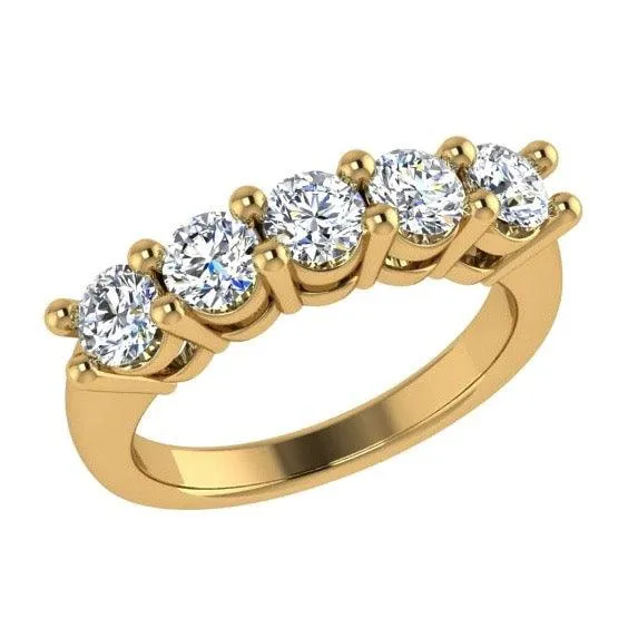 5 Diamond Semi Eternity Ring 18K Gold (1.25 ct.tw)