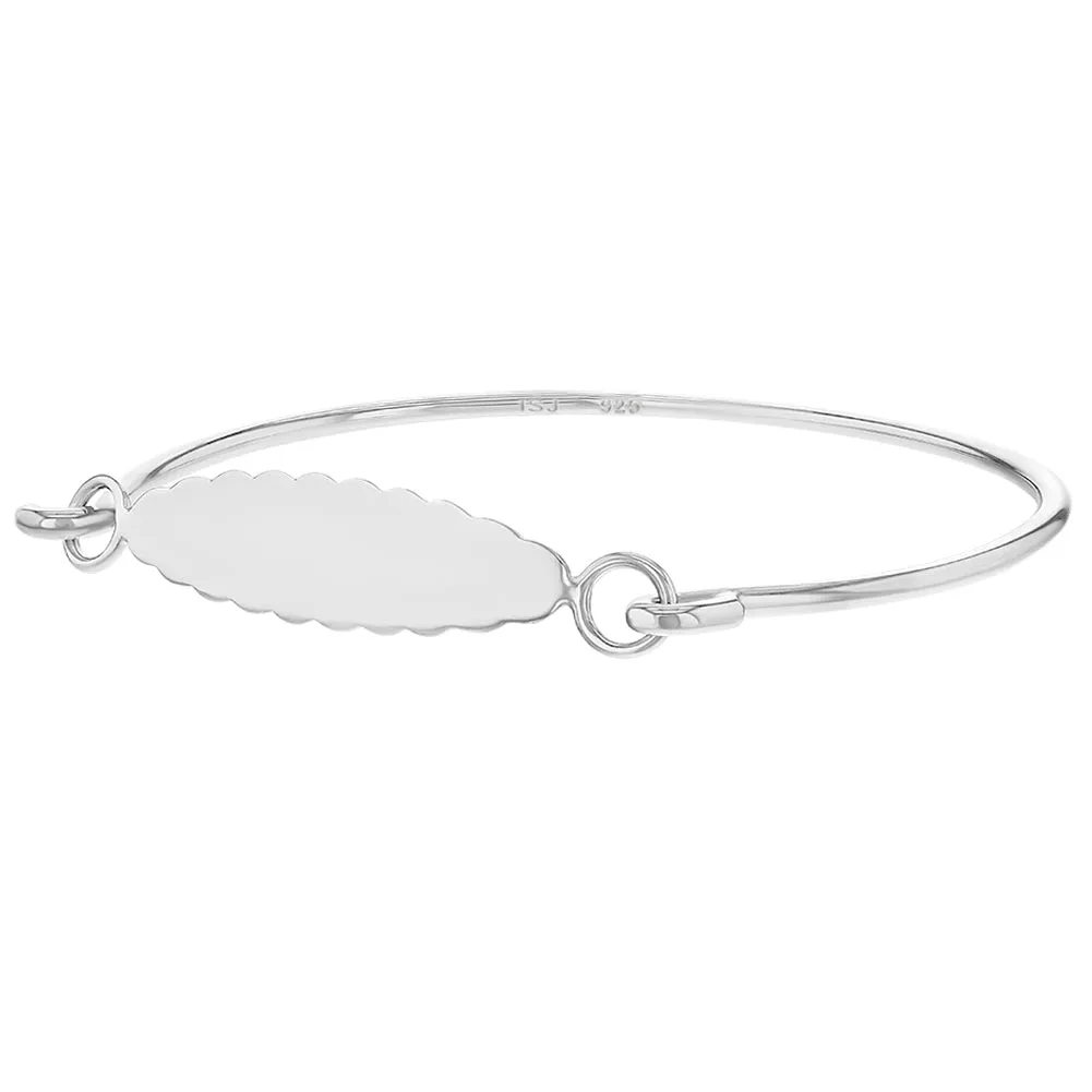 5.5" Oval ID Bangle Baby / Toddler / Kids Bracelet - Sterling Silver