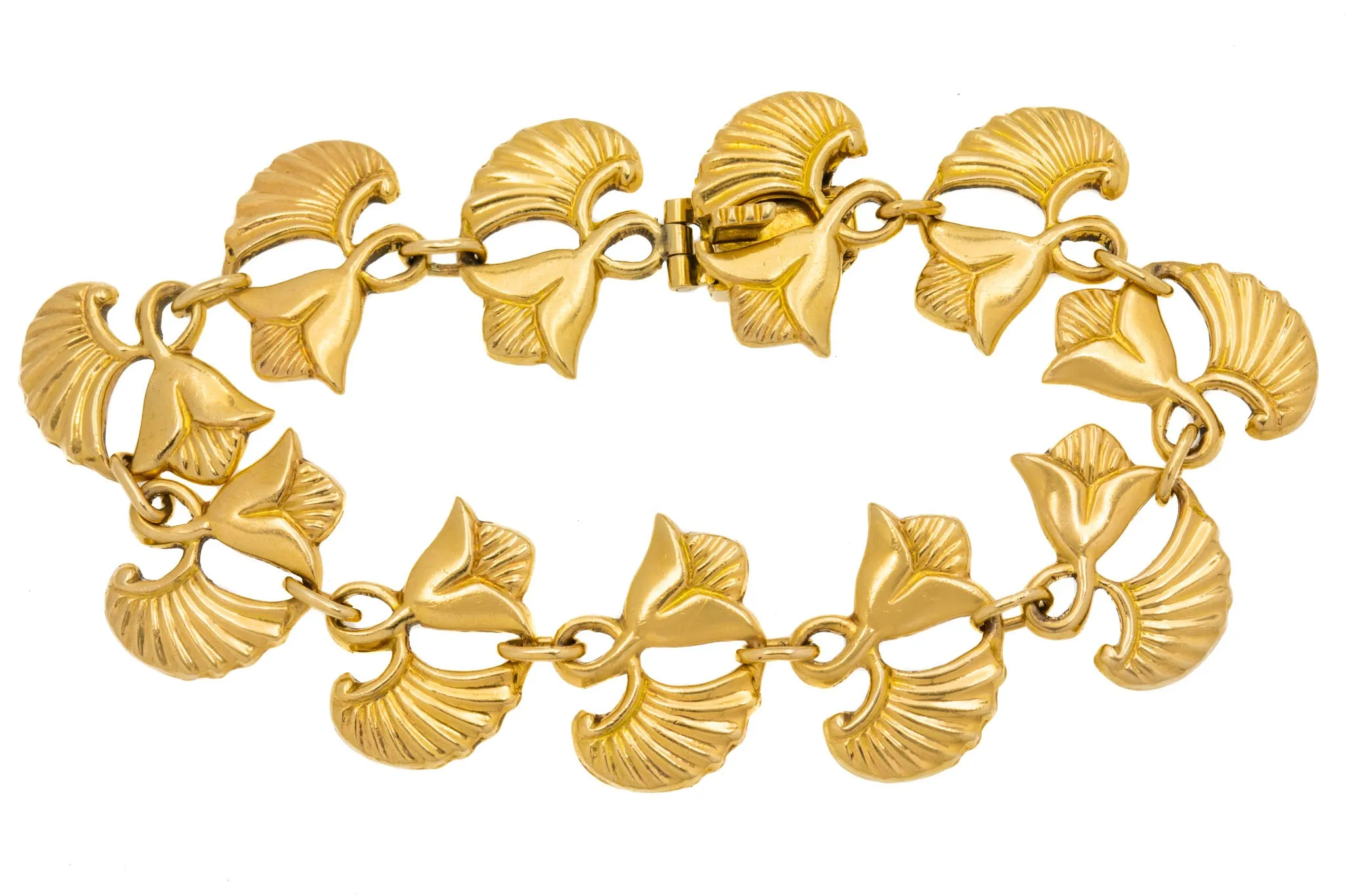 6.5" 9ct Gold Flower Link Bracelet, 23.5g