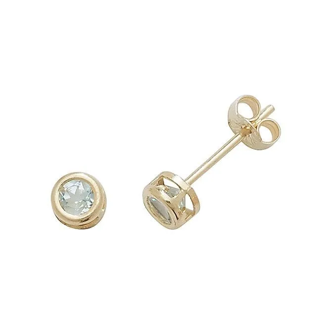 9ct Yellow Gold Blue Topaz Stud Earrings  ES425BT