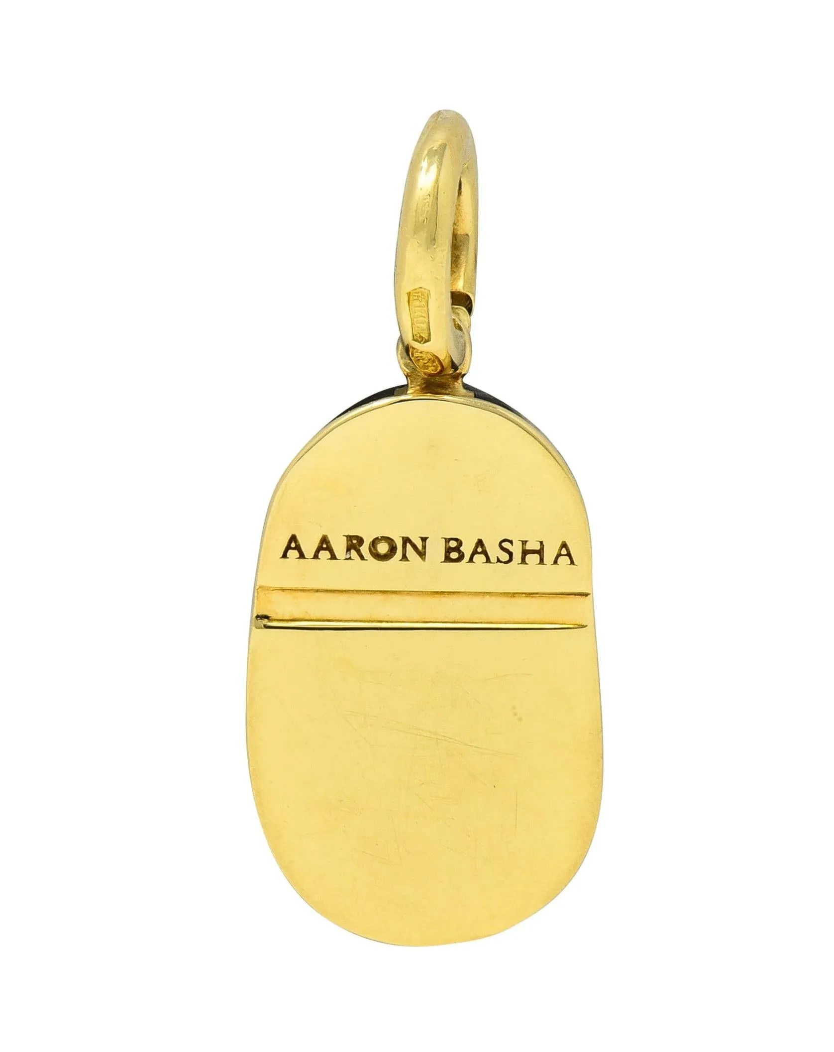 Aaron Basha Contemporary Enamel 18 Karat Yellow Gold Baby Shoe Charm