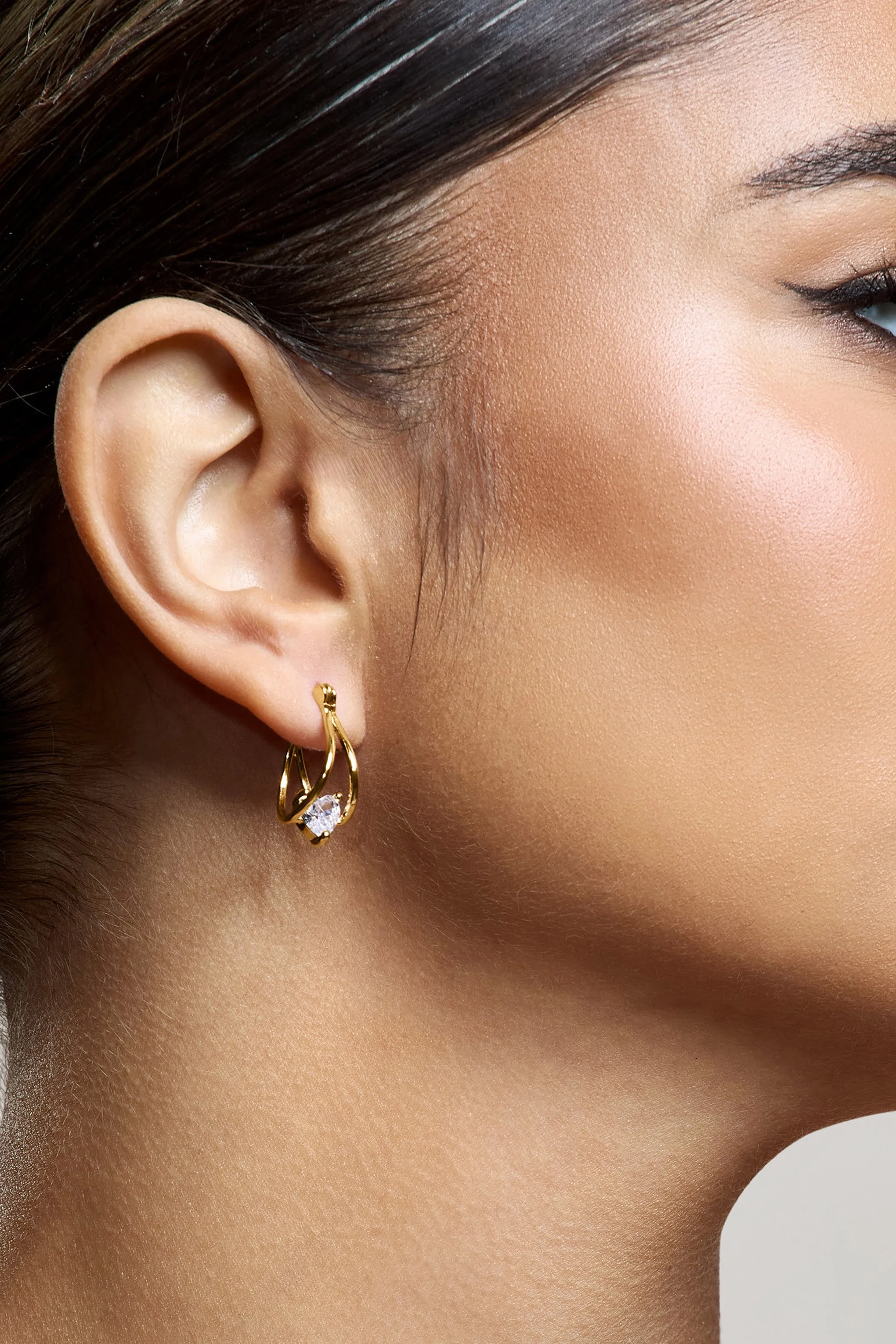 Adira | Gold Diamante Small Hoop Earrings