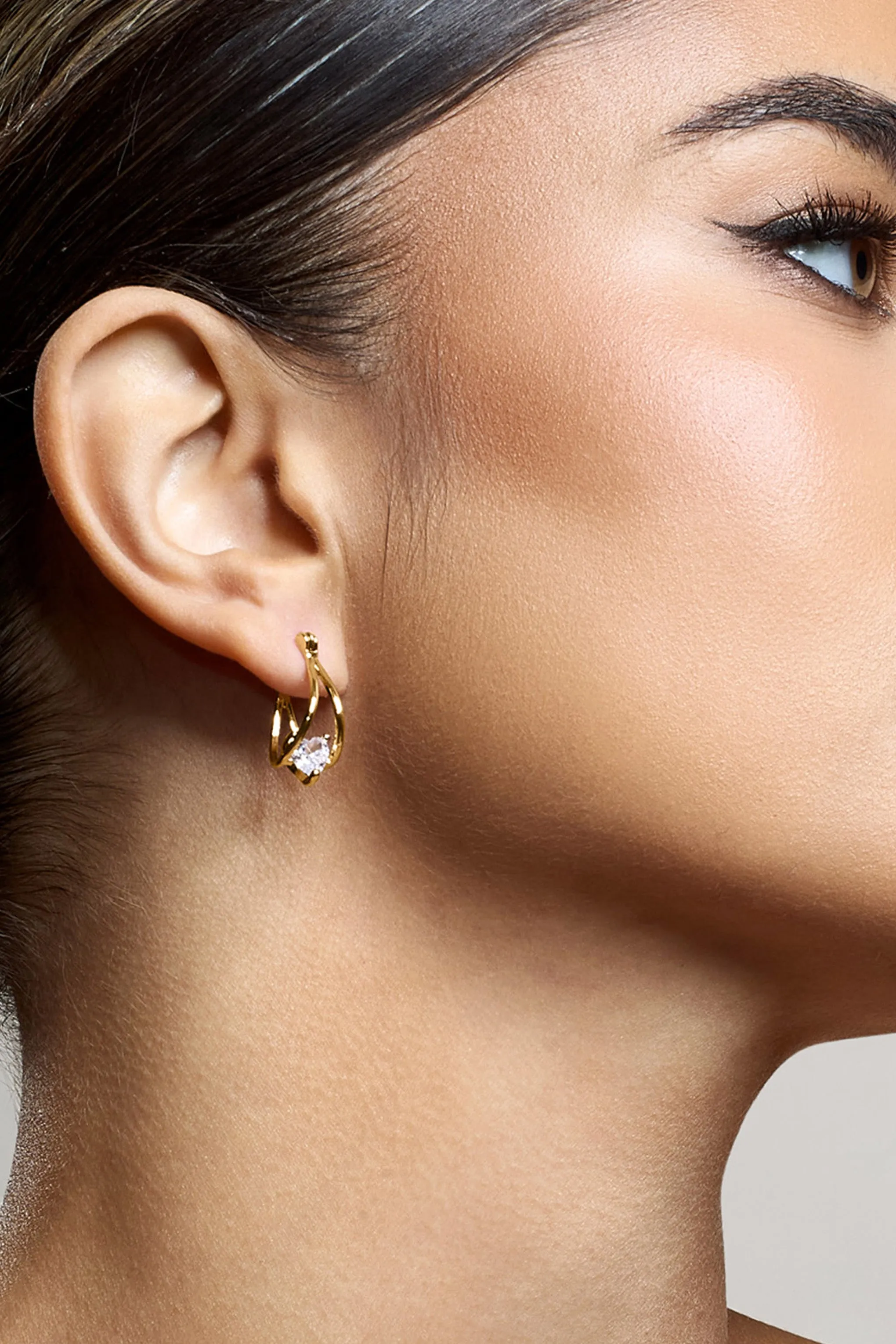 Adira | Gold Diamante Small Hoop Earrings