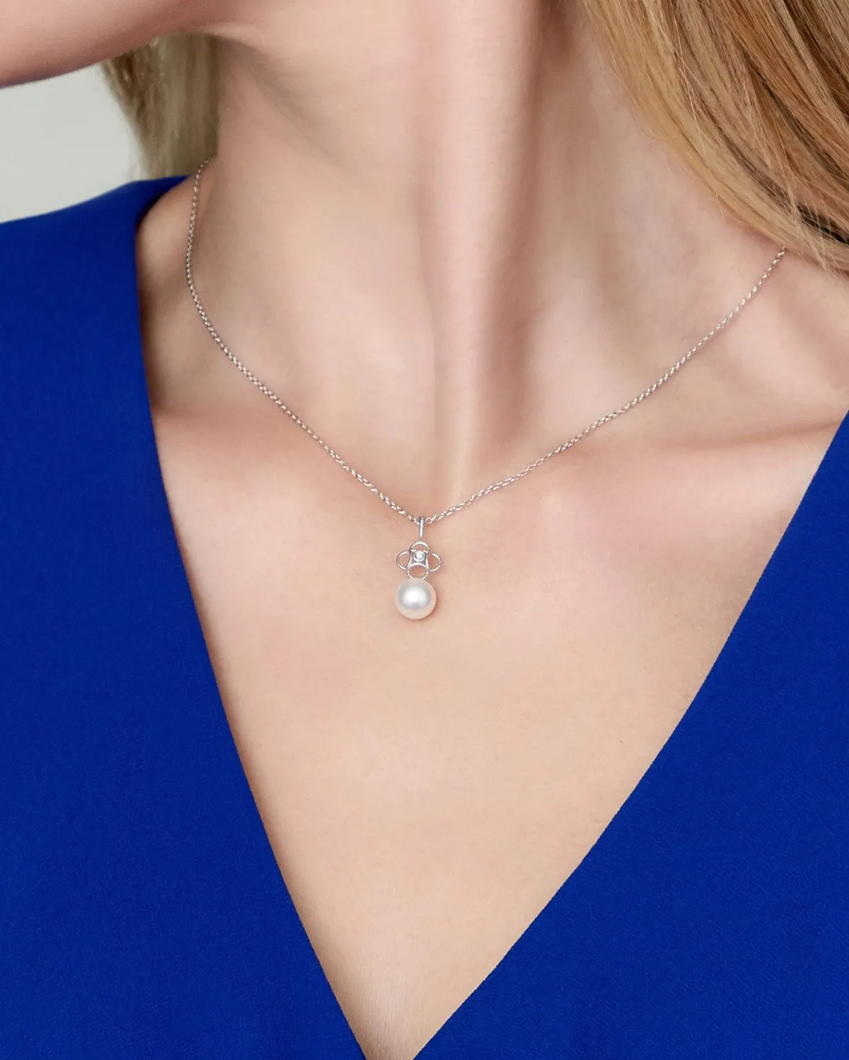 Akoya Pearl & Diamond Lacy Pendant